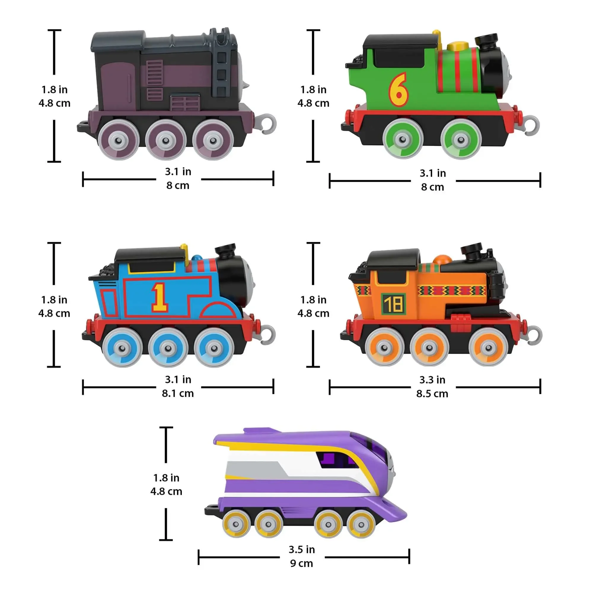 Thomas & Friends Adventures Engine Pack 5-delige metalen motoren Trein Percy Kana Nia en diesellegering Treinspeelset voor kinderen