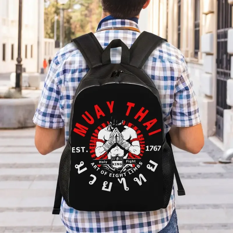 Personalizado fresco Muay Thai lutador mochila de viagem para homens e mulheres, escola Laptop Bookbag, clube, estudante universitário Daypack sacos