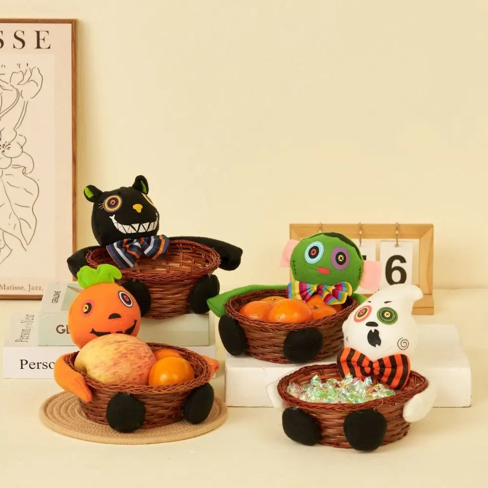 

Funny Black Cat Pumpkin Ghost Easter Candy Basket Rattan Lifelike Candy Storage Basket Cute Halloween Decoration Props Easter