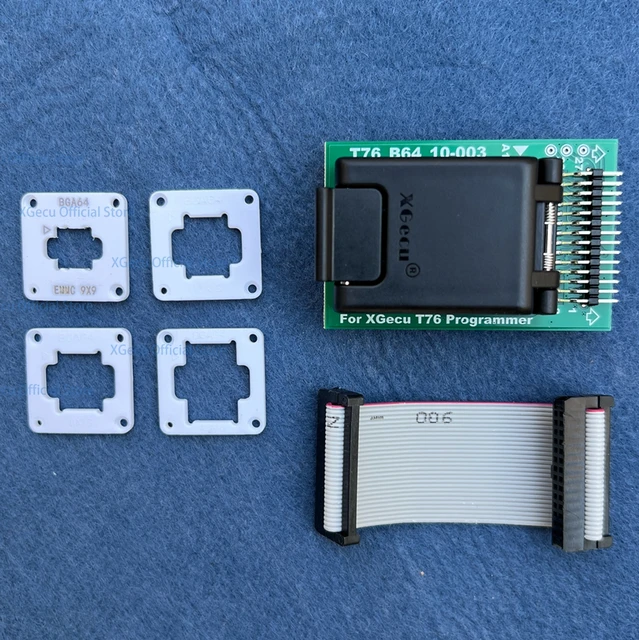 Adapter EMMC BGA64 Gniazdo IC do programatora XGecu T76 z podwójną głowicą Sprężynowy uchwyt sondy testowej + 5 szt. ramek ograniczających