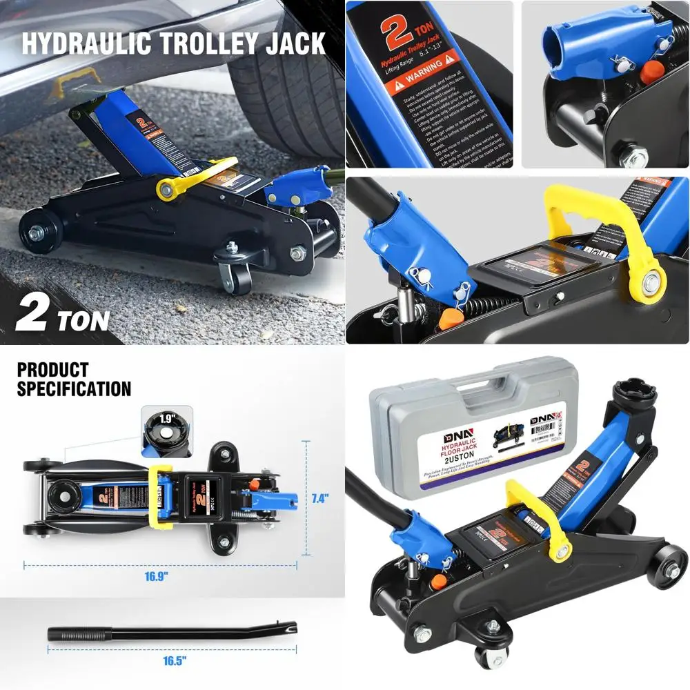 

Компактный гидравлический напольный домкрат на 2 тонны, синий, диапазон подъема 5,1-13 дюймов, модель TOOLS-00474