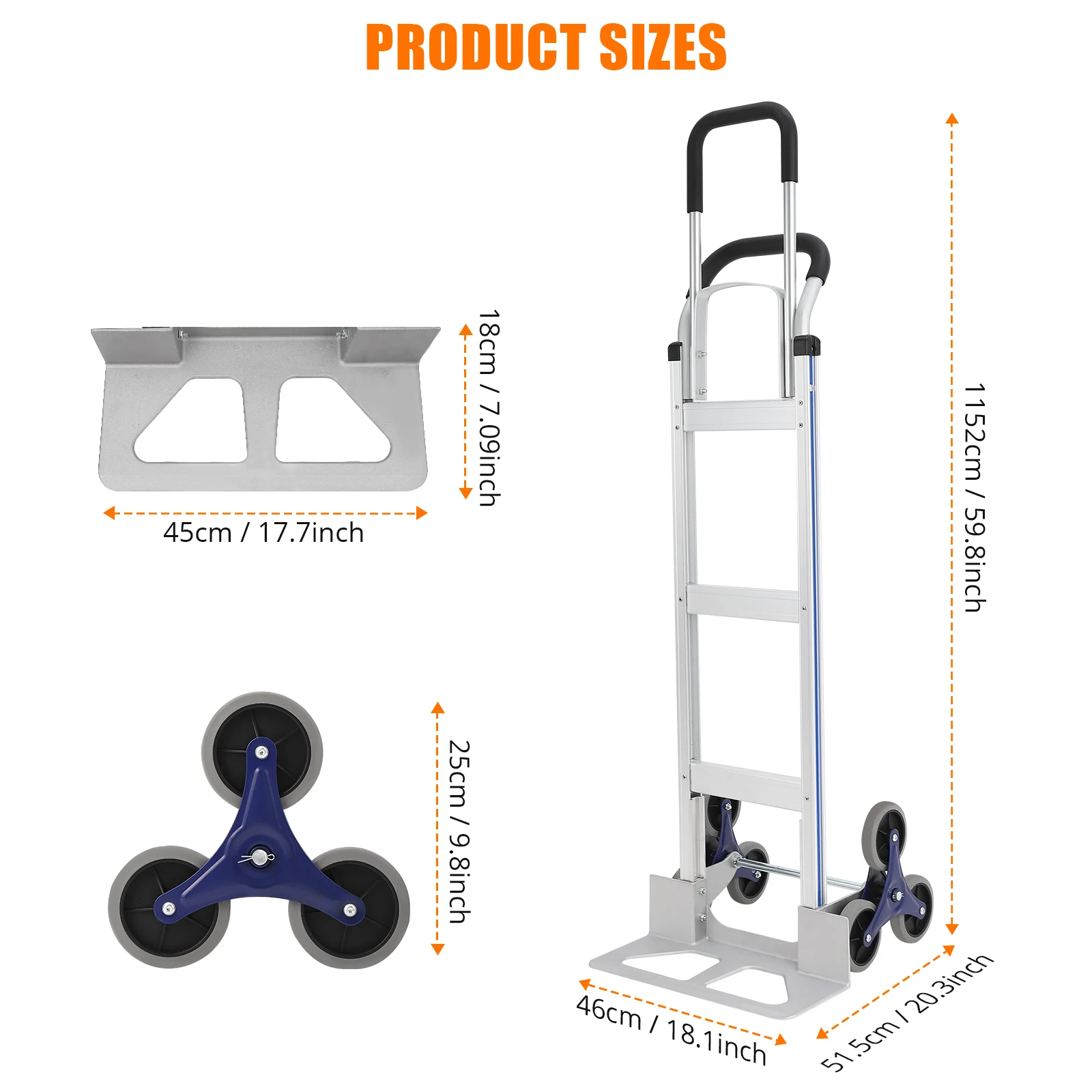 شاحنة يدوية من الألومنيوم، سعة تحميل 200 كجم، شاحنة يدوية صناعية شديدة التحمل ودولي لنقل المستودعات