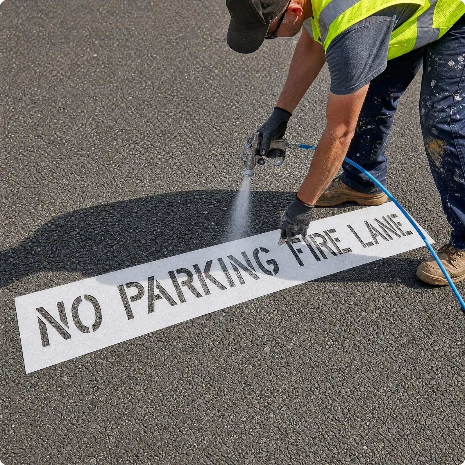 Flexible Silicone Fire Lane Stencil Kit Foldable No Parking Pavement Marking Stencil for Parking Lots