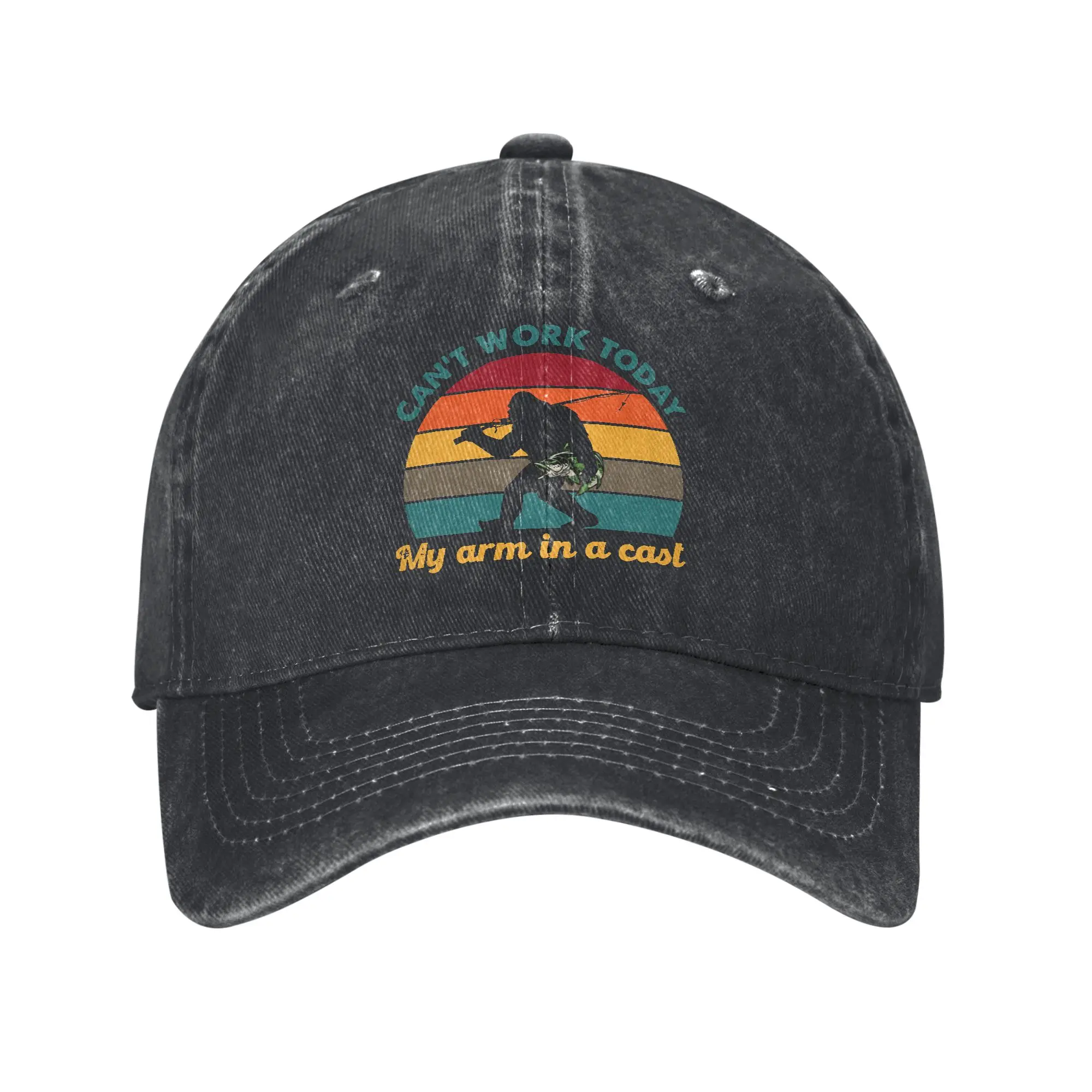 bone-de-beisebol-adulto-engracado-para-pescador-ajustavel-protecao-solar-com-estampa-'nao-posso-trabalhar-hoje-meu-braco-em-gesso'-e-'bigfoot-fishing'