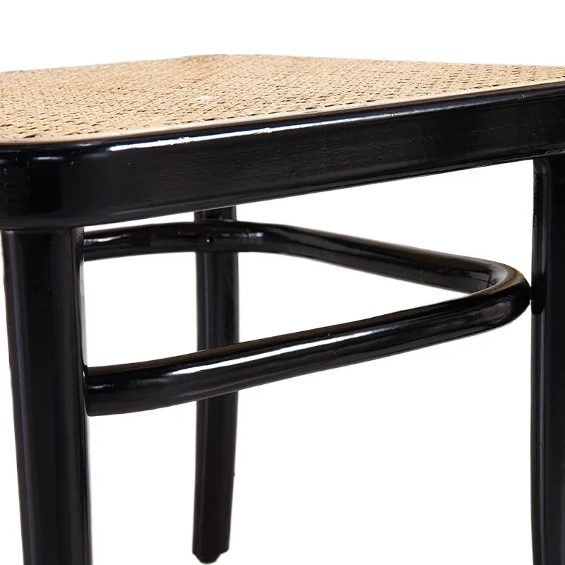 

Nordic rattan dining chair, solid wood medieval backrest, hotel dining table and chairs
