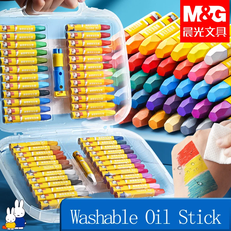 M&G Juego de palos de pintura al óleo lavables portátiles - 12/24/36/48 colores Suministros de arte para niños para expresión creativa