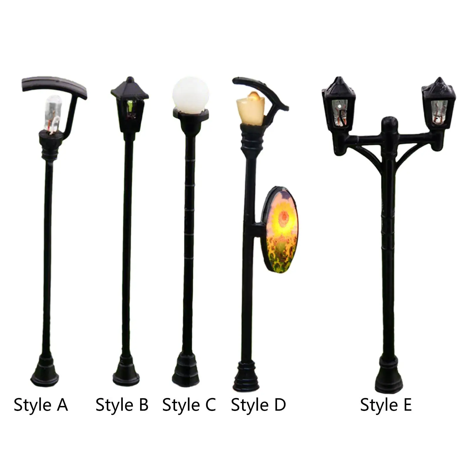 20pcs 1/100 Outdoor Pathway Lamp Posts, Micro Landscape Mini Street Post Lights