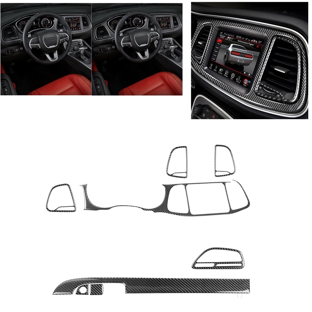 

Interior Navigation Panel Cover Trim For Dodge Challenger 2015-2023 Carbon Fiber Car Center Console Dash Dashboard Frame Sticker