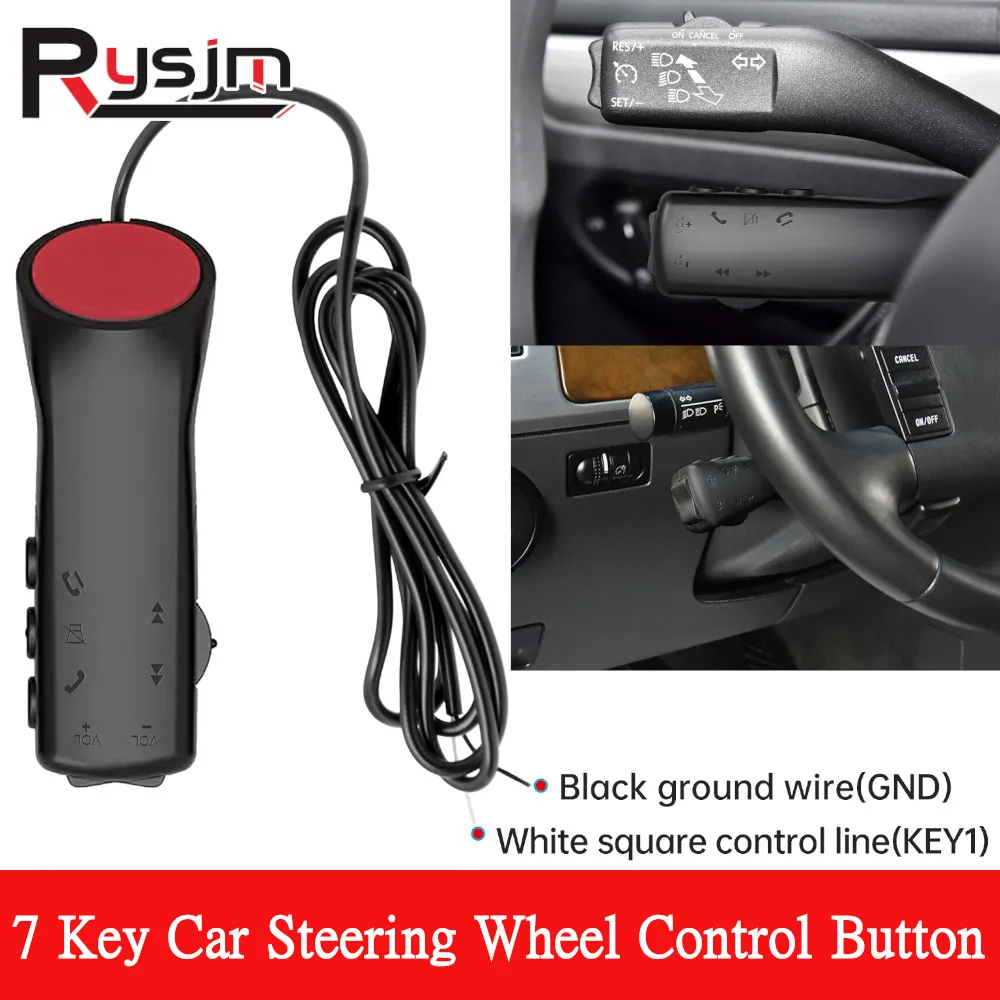 NEW 7 Keys Car Steering Wheel Buttons Multi-functional Remote Controller for Car Audio GPS Navigation DVD Android Control