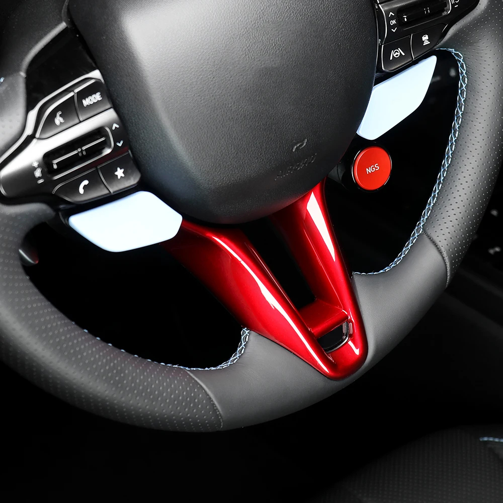 Carbonfaser-Stil Lenkradrahmenabdeckung Zierleiste Innenraumzubehör LHD/RHD für Hyundai Veloster N 2019-2023 Kona N I30N – Detail 25