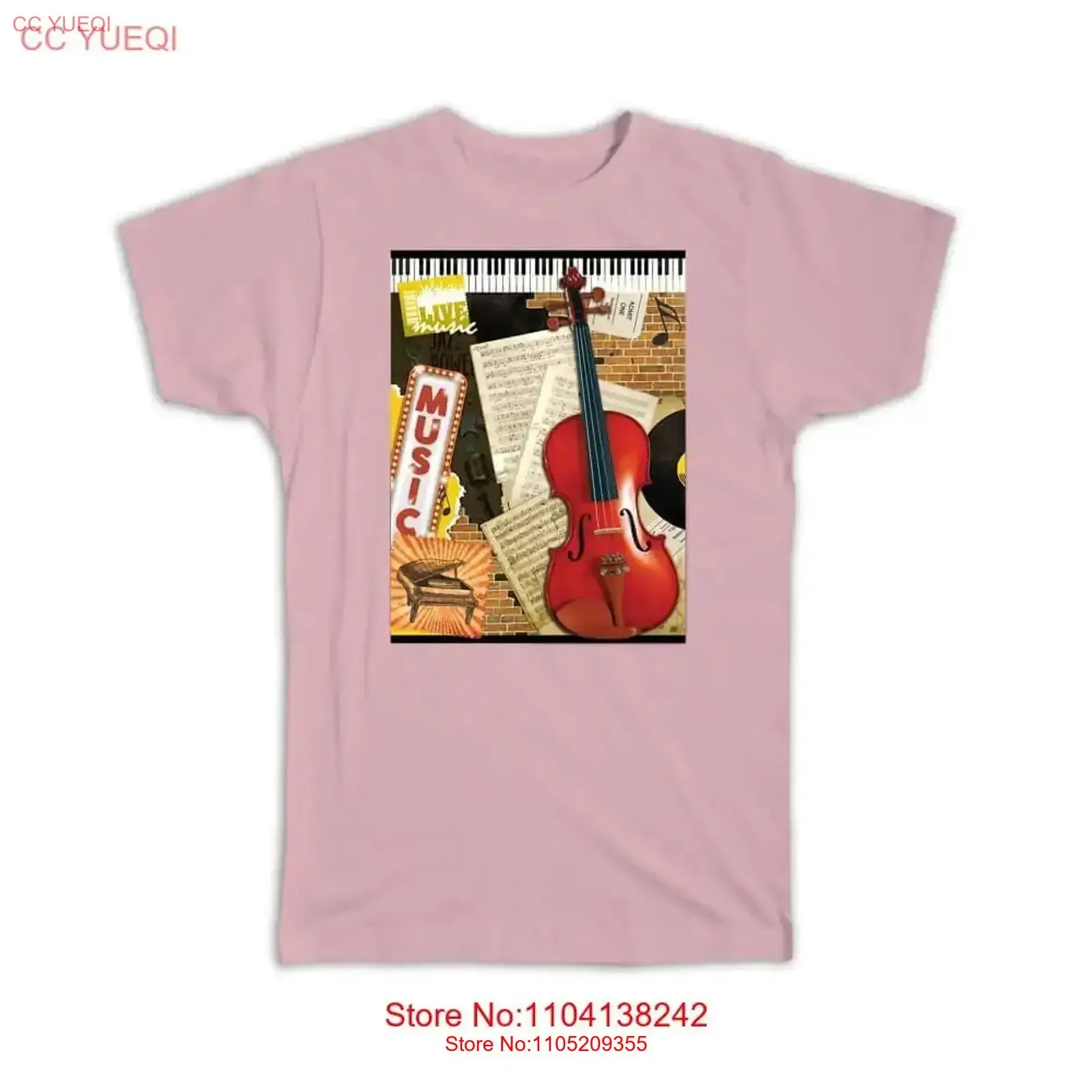 Camiseta concierto de música clásica violín notas musicales Piano amante teatro vintage ropa de calle lavada versátil ligeramente elegante