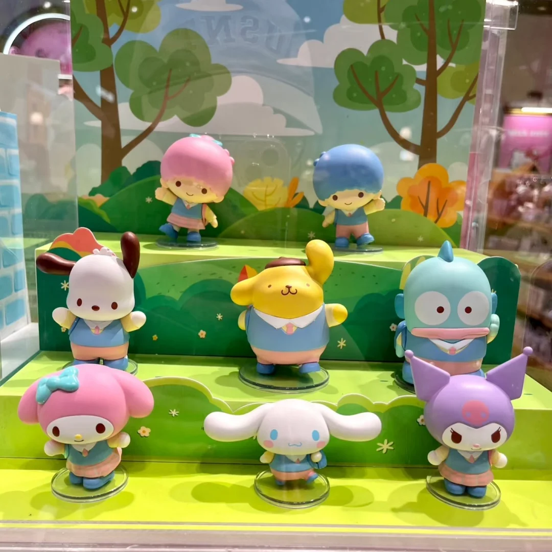 

New Genuine Sanrio Back To School Series Blind Box Kuromi My Melody Kitty Cat Model Figure Desktop Ornament Toys Children'S Gift