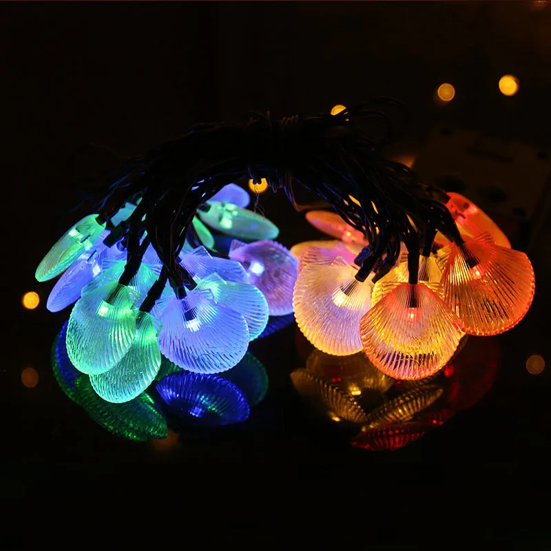 6M 40Led Zee Strand Shell Fairy String Licht Bruiloft Verjaardag Christmas Party Decor Outdoor Indoor Led Garland Lamp Door batterij