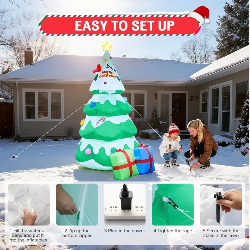 Надувные украшения для рождественской елки высотой 8 футов для двора, сада, газона и праздников в помещении
