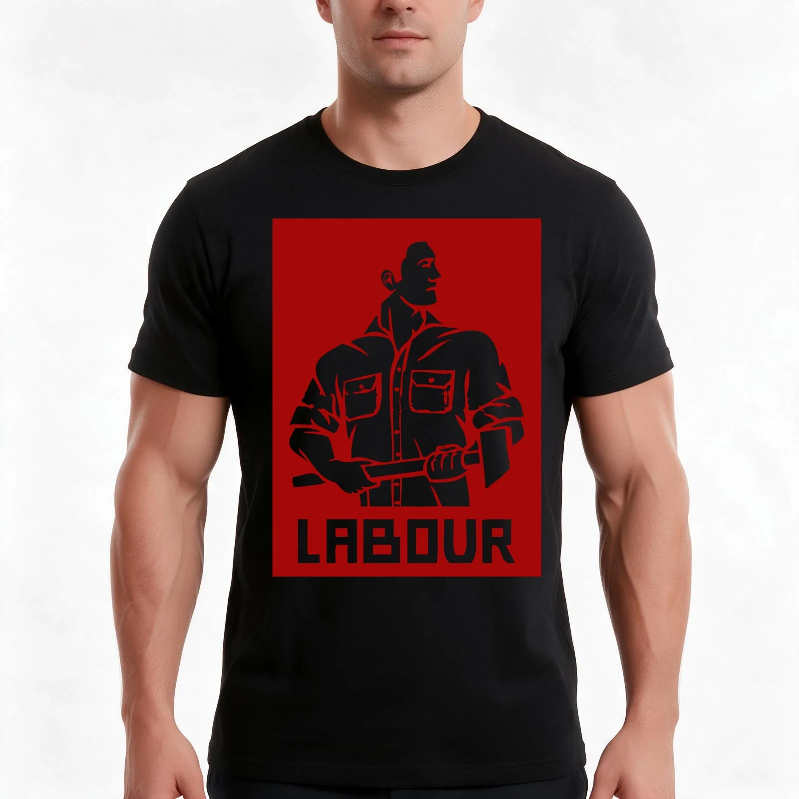 LABOUR MOVEMENT T-Shirt, Summer Casual Cotton Tee, Oversized Streetwear Tops, Vintage Graphic Print, Loose Fit Short Sleeve