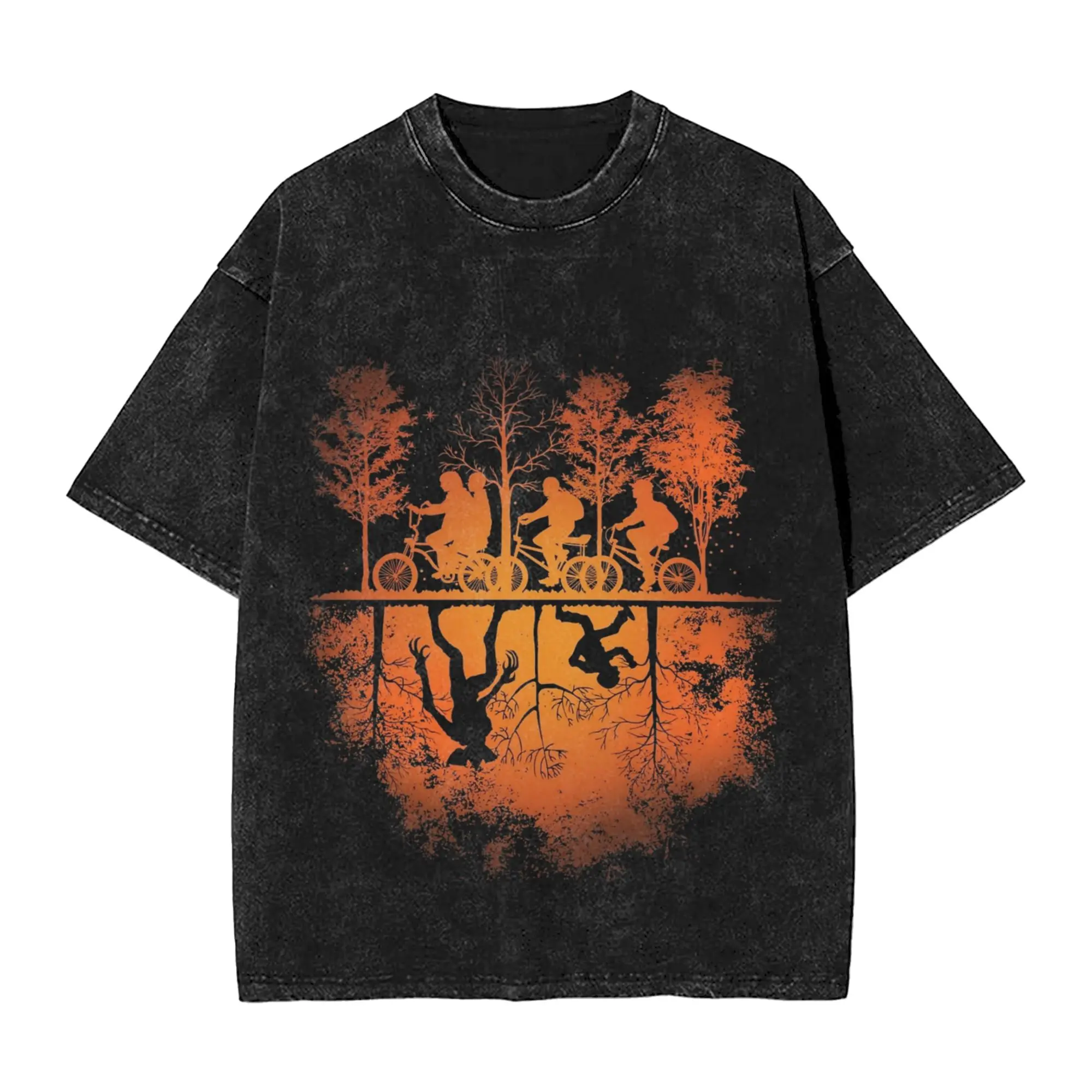 Neuheit Stranger Hawkins Party Ride T-Shirt Männer Rundhals Baumwolle gewaschen T-Shirt Kurzarm T-Shirts Geschenkidee Kleidung