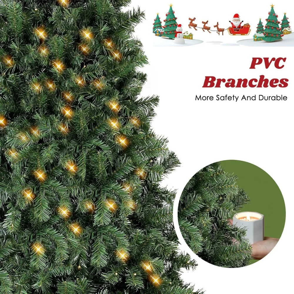 شجرة شجرة شجرة شجرة عيد الميلاد المميزة بطول 9 أقدام - 750 فروع و250 مصباح LED لديكور المنزل والمكتب والحفلات #3