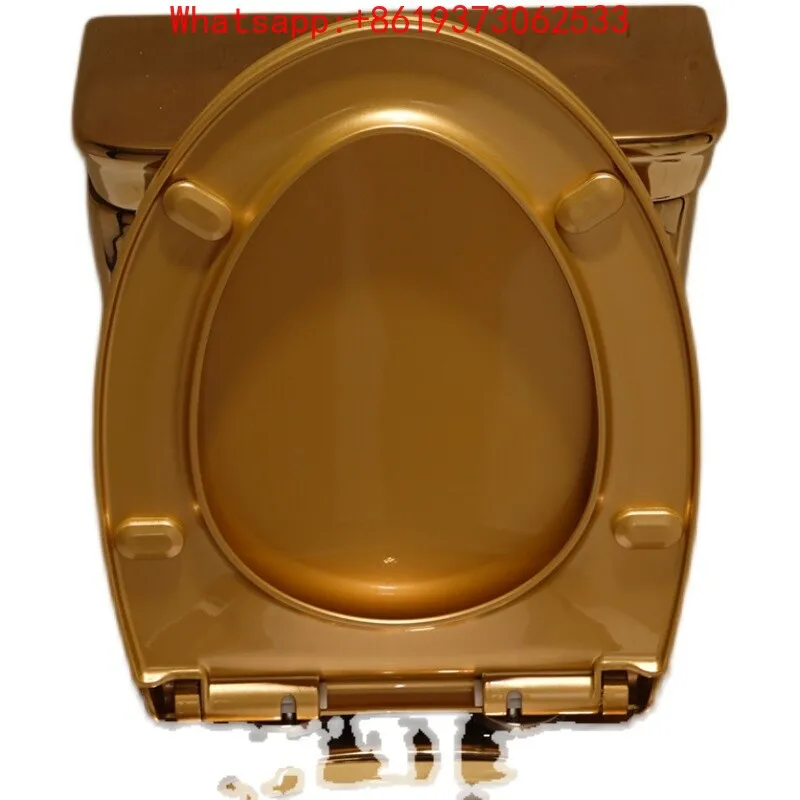 Urea-formaldehyde Lid, Gold Toilet Lid, Universal Slow-Lowering Silent Toilet Seat Cover UV Type Toilet Plate  Accessories