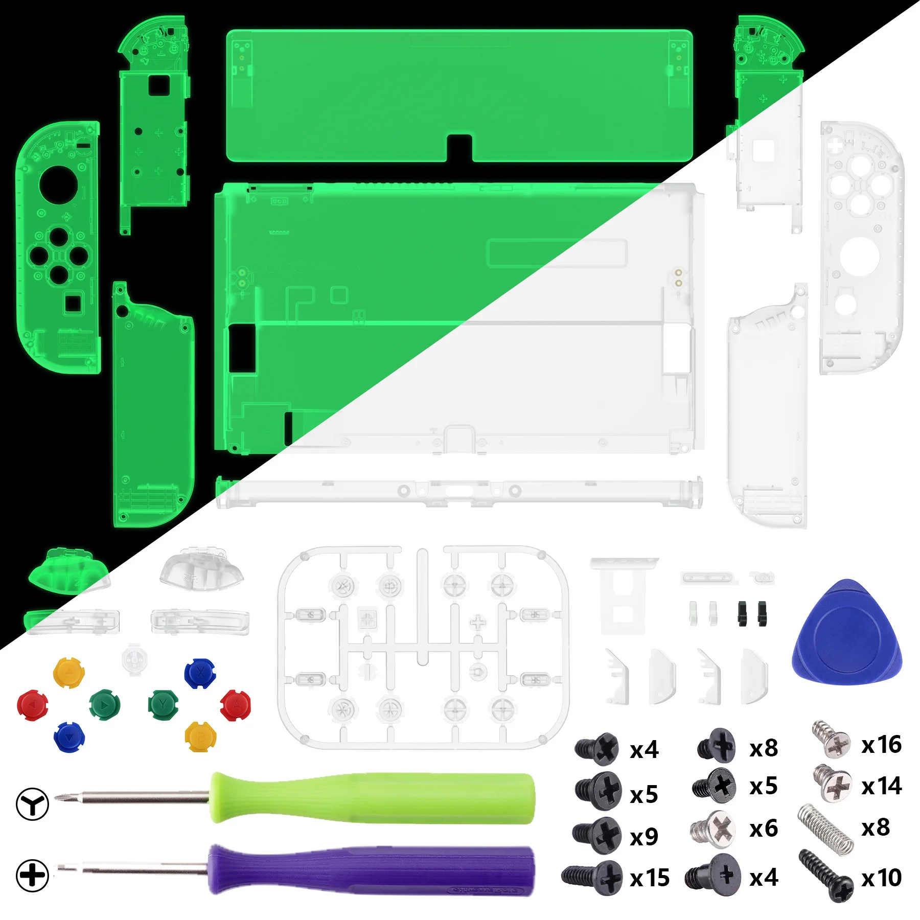 Nintendo Switch 本体のみ　クリアシェル　カスタム カスタム透明シェル,クリアケース,ボタン付き,Nintendo Switch用