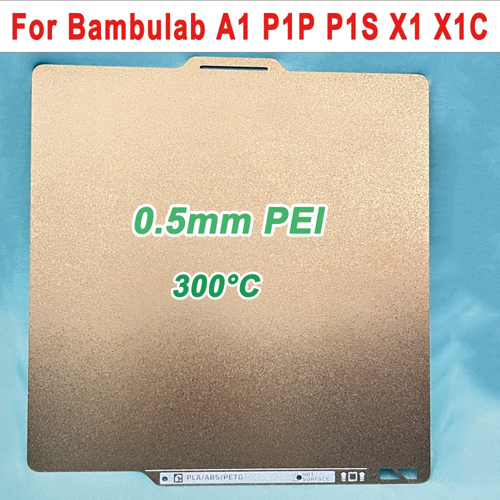 

PEI Sheet For Bambu lab P1P P1S A1 X1 X1E X1-Carbon Build Plate 0.5mm Pei Thickness Double Sided Bambulab A1 Spring Steel Sheet