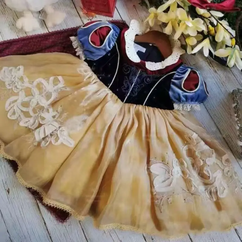 

Handmade Girls Performance Snow Princess Dress Cloak Frozen Boutique Clothing Children's Quality Sweet Cos Clothing
