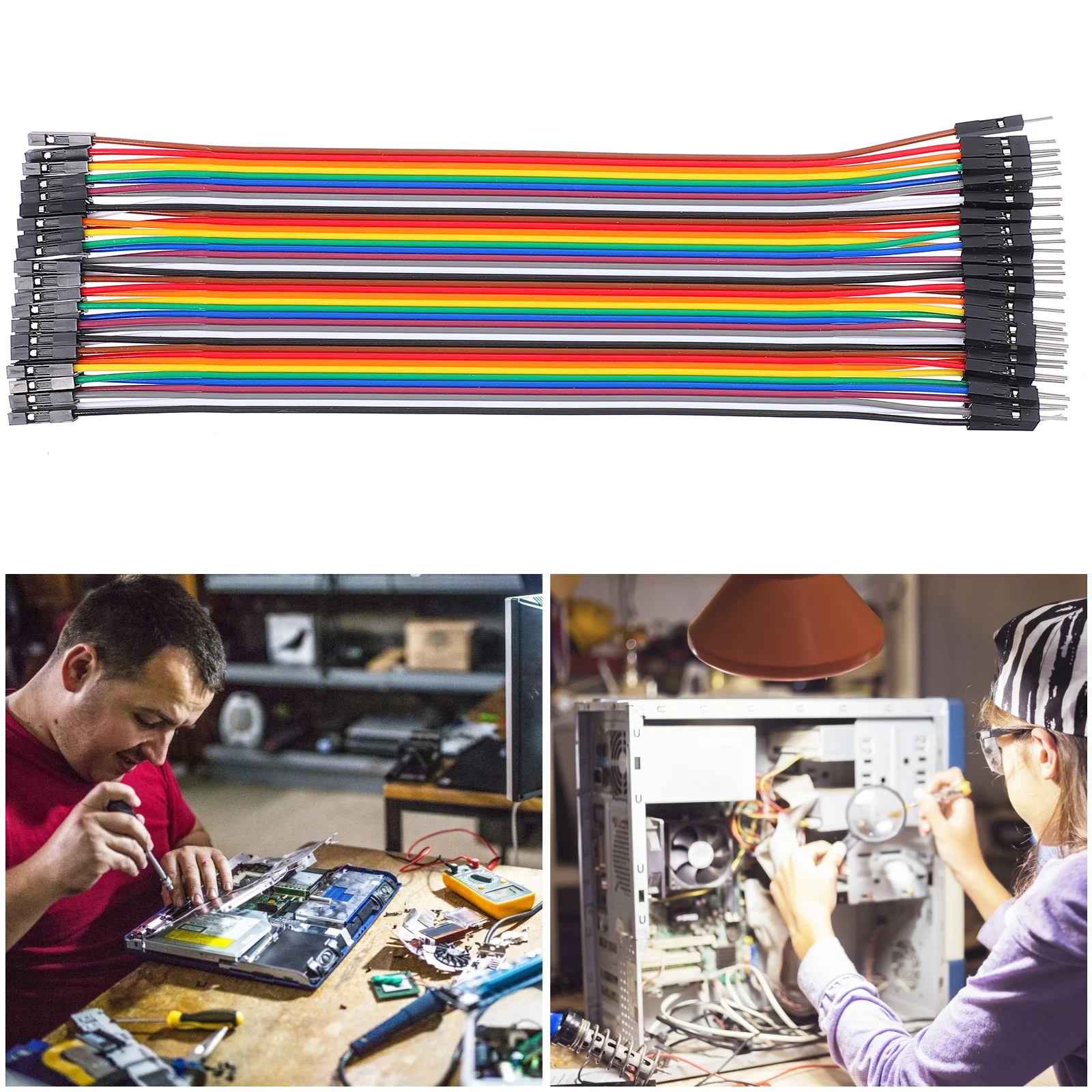 

1 set Jumper Wire Solderless Breadboard Cable Right Angle Preformed Ends For Electronics Prototyping Circuit Testing