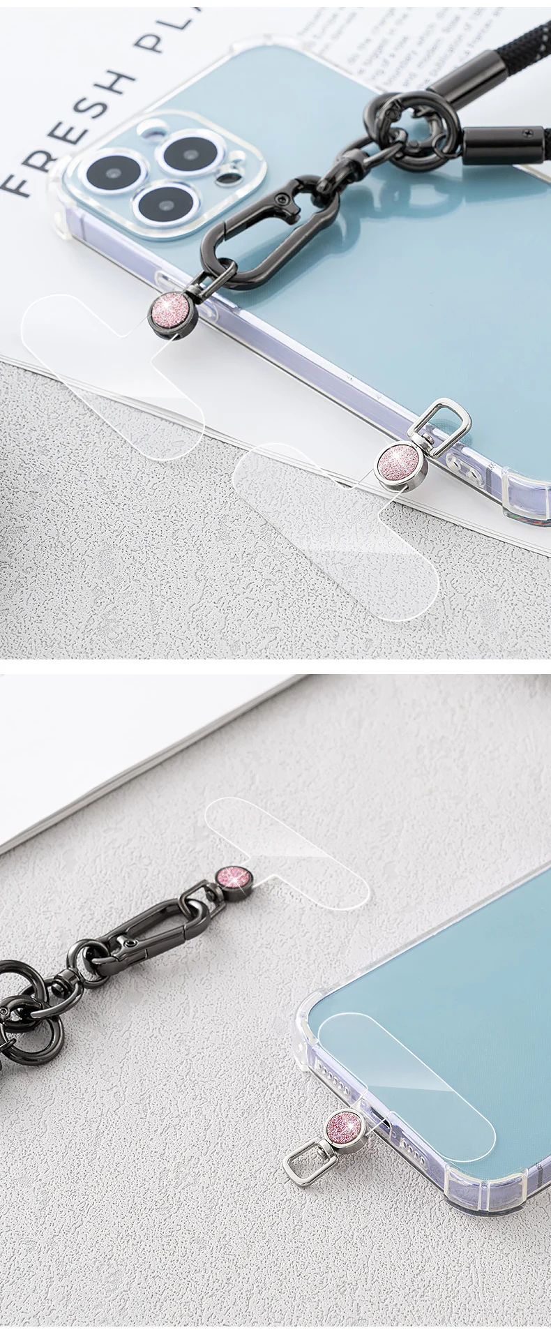 Glänzende Handy-Befestigungslaschen Universelle Handyband-Patches Luxuriöse Glitzer-Handyband-Ersatzteile für Mobiltelefone – Detail 10