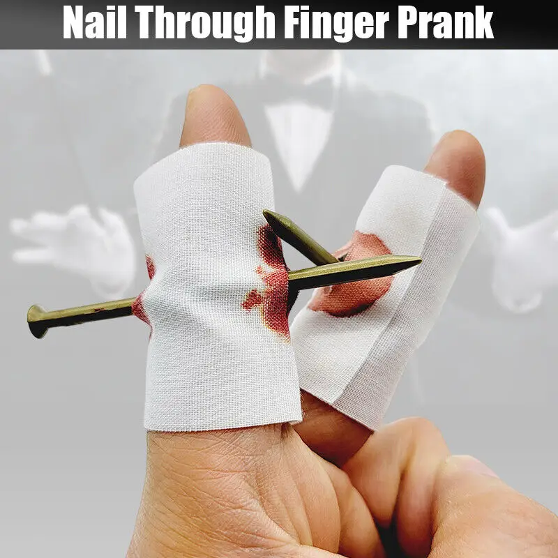 10Pcs Bloody Nail Through Finger Prank Joke Toys Kids Party Tricks Halloween Party Decoration Supplies Scary Trick Props New