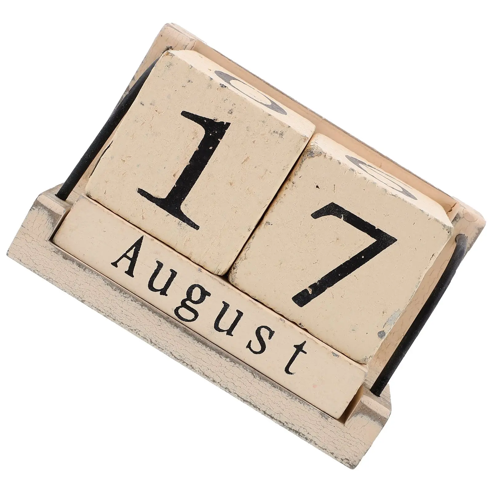 

Wooden Perpetual Desk Calendar Rustic Finish Home Decor Crafts Bamboo Housewarming Gift Stylish Practical Retro Wooden Stand