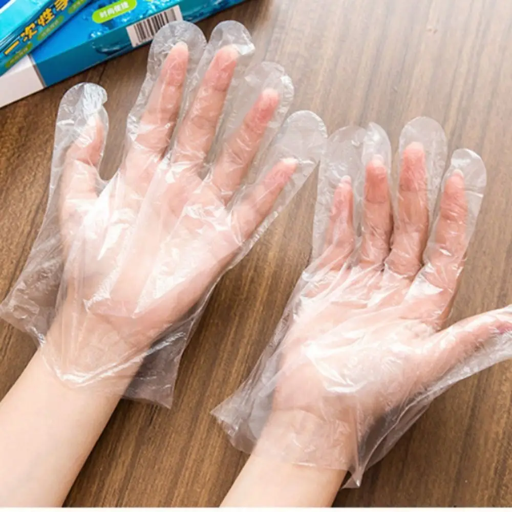 

100pcs/box Transparent Plastic Gloves Convenient Eco-friendly Disposable Gloves Multifunctional PE Gloves Hairdressing