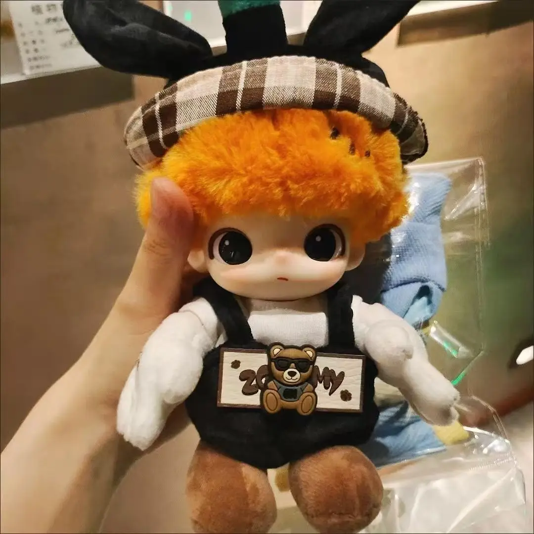 

17 см мини-плюшевая кукла, одежда, аксессуары для корейки Kpop Exo Labubu II Idol, куклы для сидения, клетчатый комбинезон, одежда