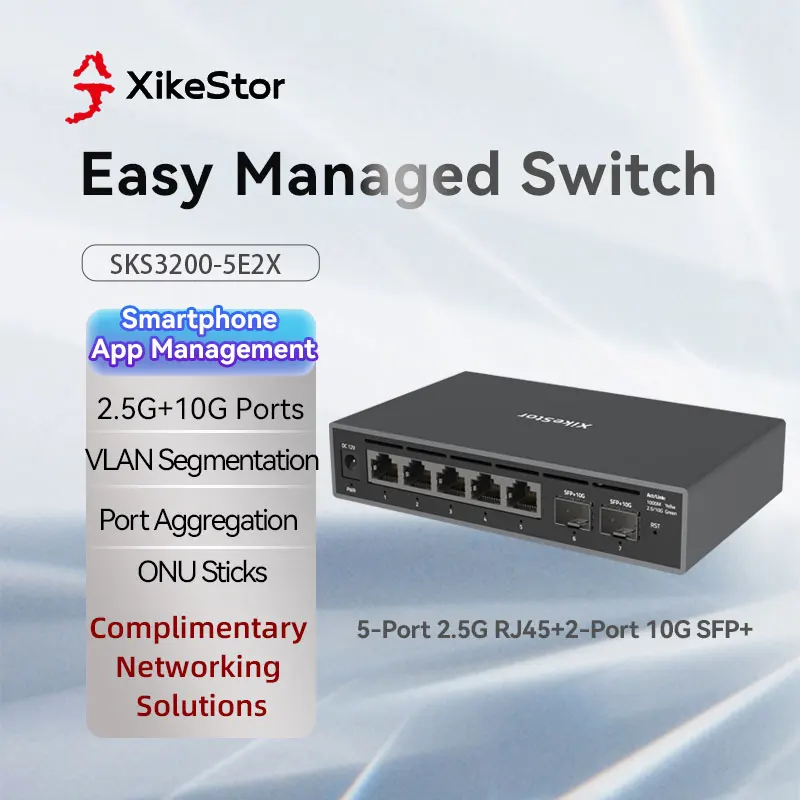 

XikeStor Managed Switch: 5x2.5G RJ45 + 2x10G SFP+ | Aggregation