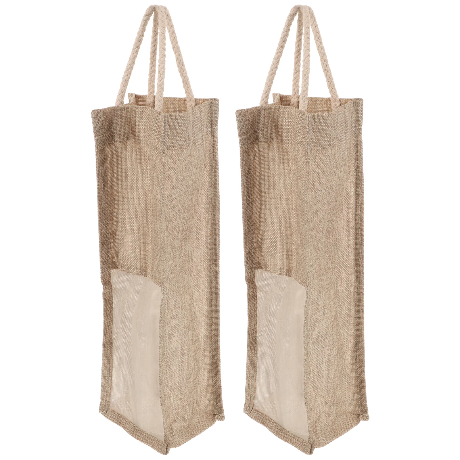 

2pcs Jute Bag Carrier Tote Bottle Liquor Bottle Bags Carrier Liquor Gift Storage Reusable Bag Tote Packaging