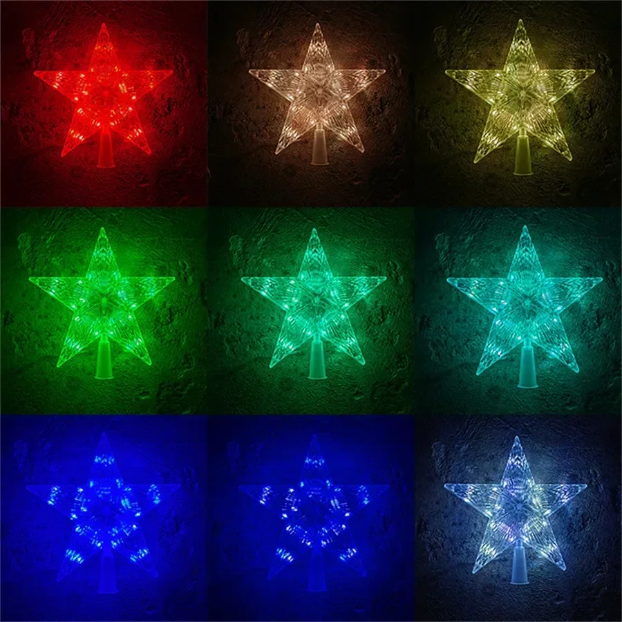 Imagem -04 - Led Estrela de Natal Árvore de Natal Topper Estrela Luz Decoração 16 Mudança de Cor Controle Remoto Multicolorido Alimentado por Usb Presente de Natal