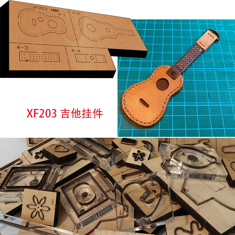 New Japan Steel Blade Wooden Die Guitar  key chain pendants  Wallet Leather Craft Punch Hand Tool Cut Knife Mould XF203