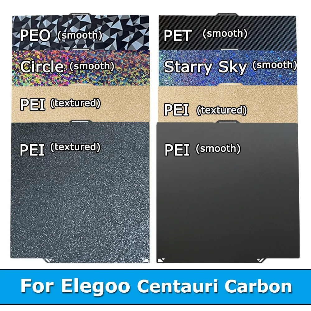

Для Elegoo Centauri Carbon Build Plate 260x271 мм PEO PET PEI Plate Пружинный стальной лист Аксессуары для парней Двусторонняя печать