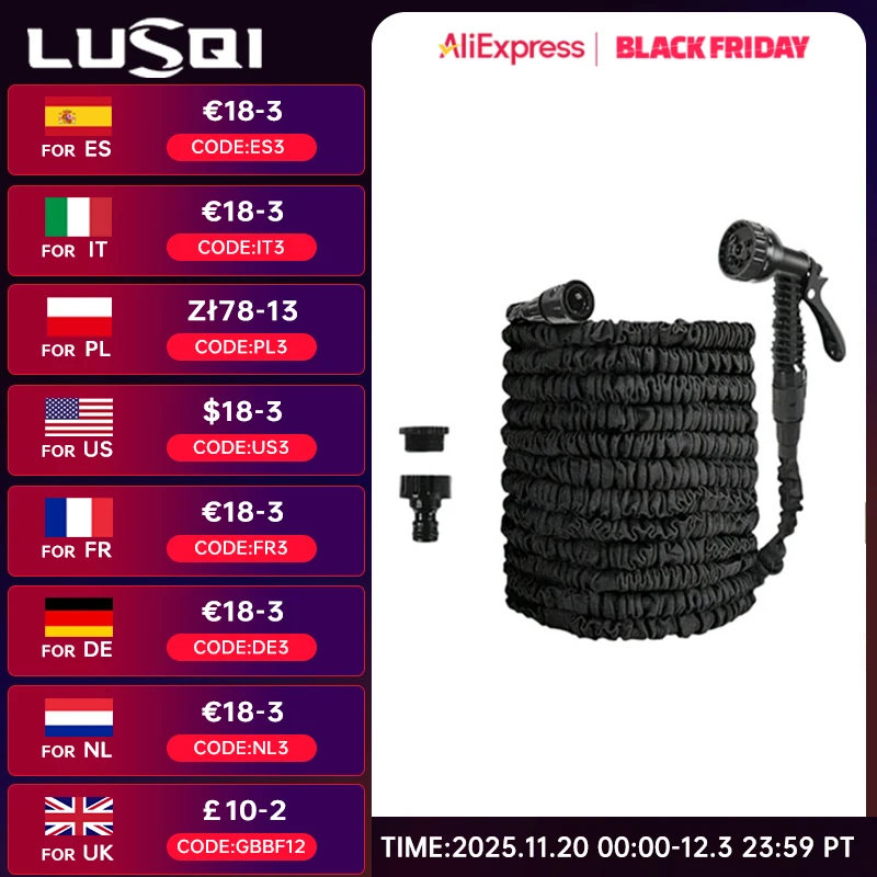 

LUSQI Expandable Hose High Pressure Multifunctional Water Hose For Car Cleaning Home Garden Irrigation Spray Gun
