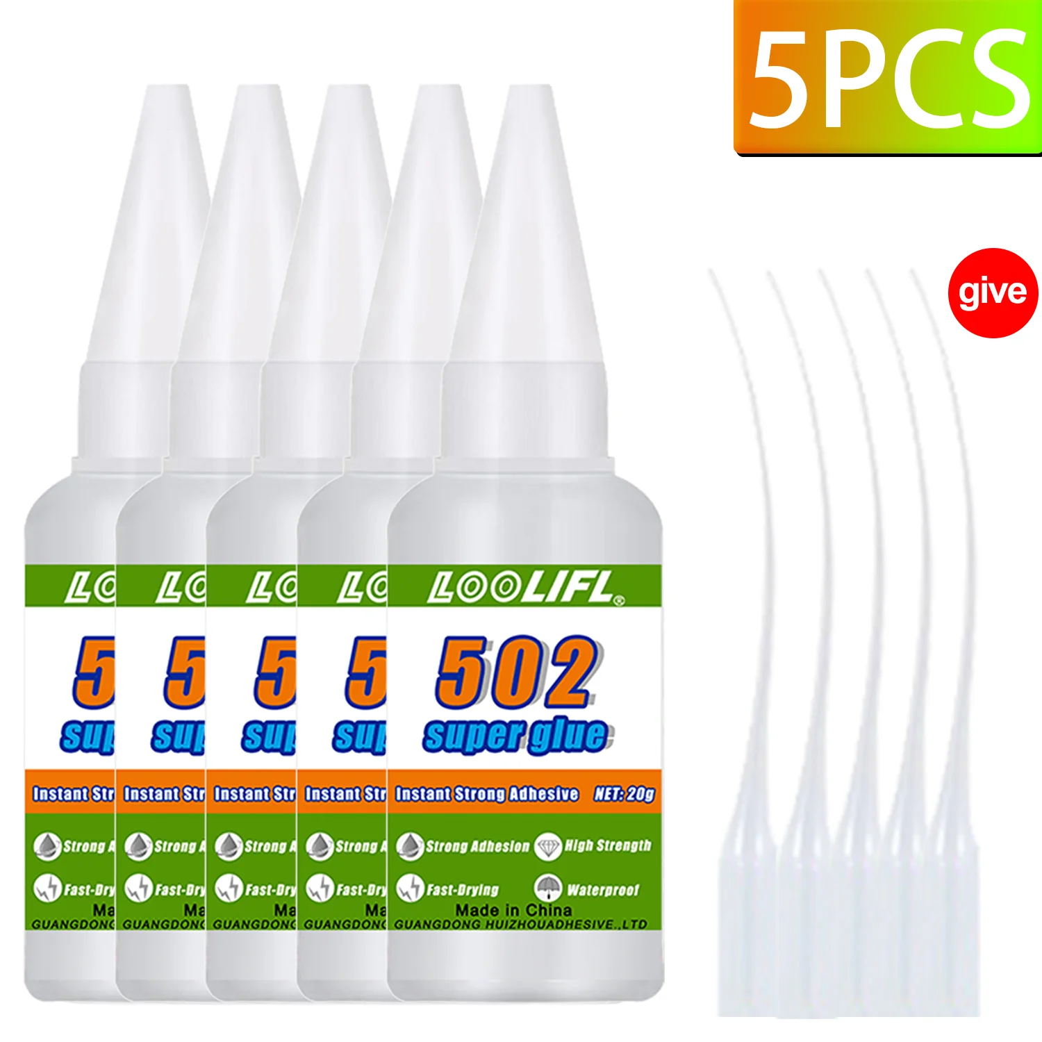 1-7PCSLOOLIFL 502 Superkleber, sofort trocknender Cyanacrylat-Kleber, Leder, Gummi, Glas, Metall, stark haftendes Flüssigkleber-Werkzeug
