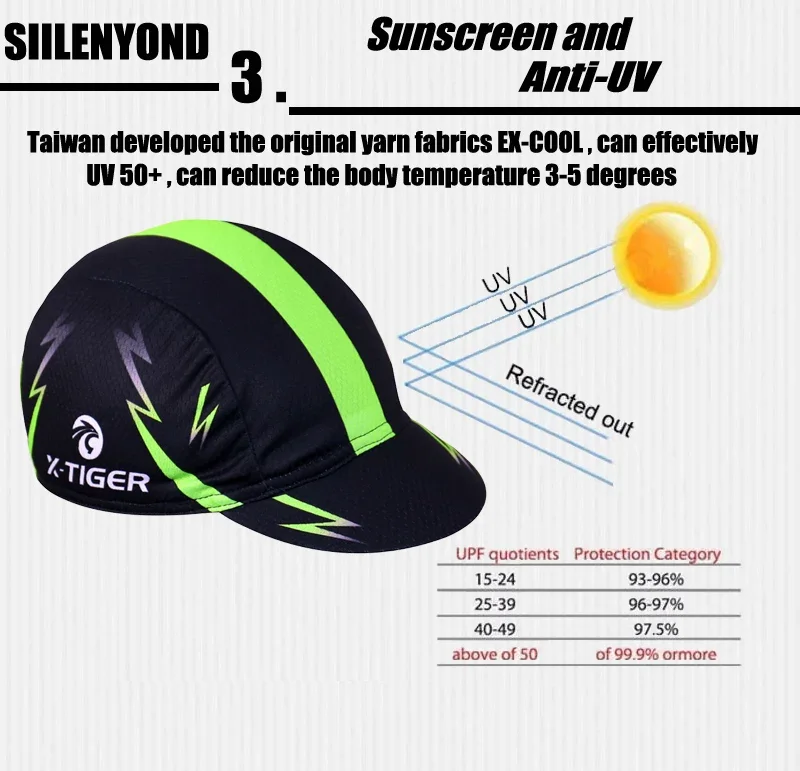 X-TIGER Bright Green Outdoor Sport Bike Head MTB Bicycle Headwear Headband 100% Polyester Cycling Hats Bandana Pro Cycling Cap