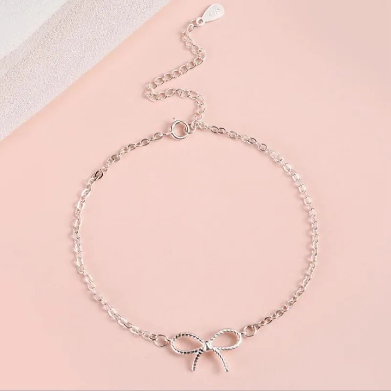 New Temperament Female Simple 925 Sterling Silver Jewelry Not Allergic Stylish Bow Butterfly Gift Bracelets  SL053