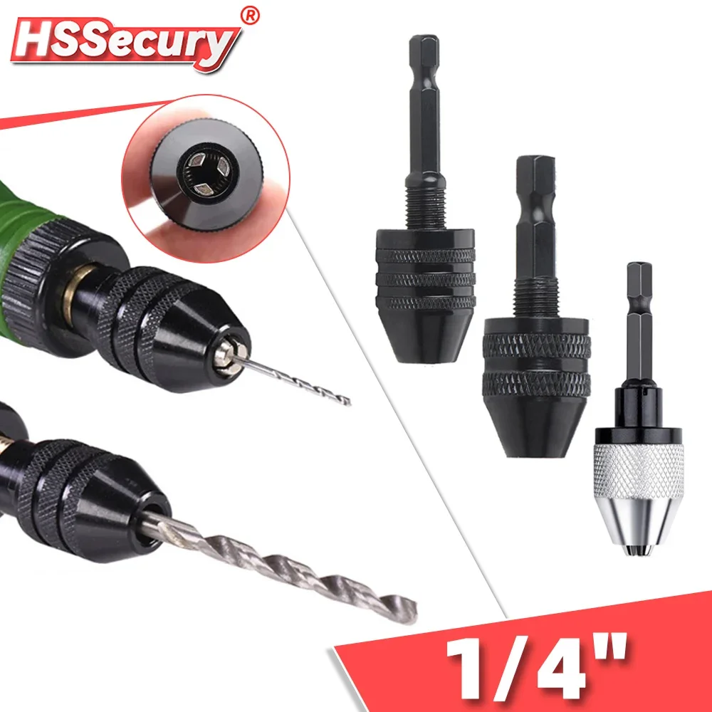 

Mini Drill Chuck Drill Bits Adapter Self-Tighten Electric Drill Bits Collet Hand Tools 1/4" Hex Shank Quick Change Converter