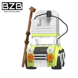 Bzb moc 51175 clássico filme mr bean mini carro verde sofá telhado esportes carro bloco de construção modelo crianças brinquedo presente aniversário decoração