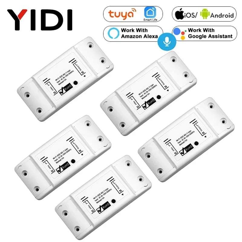 WiFi Smart Light Switch, 2/3/5 PCS DIY Breaker Module Basic Smart Home Tuya Smart Life Wireless Remote Control Alexa Google Home