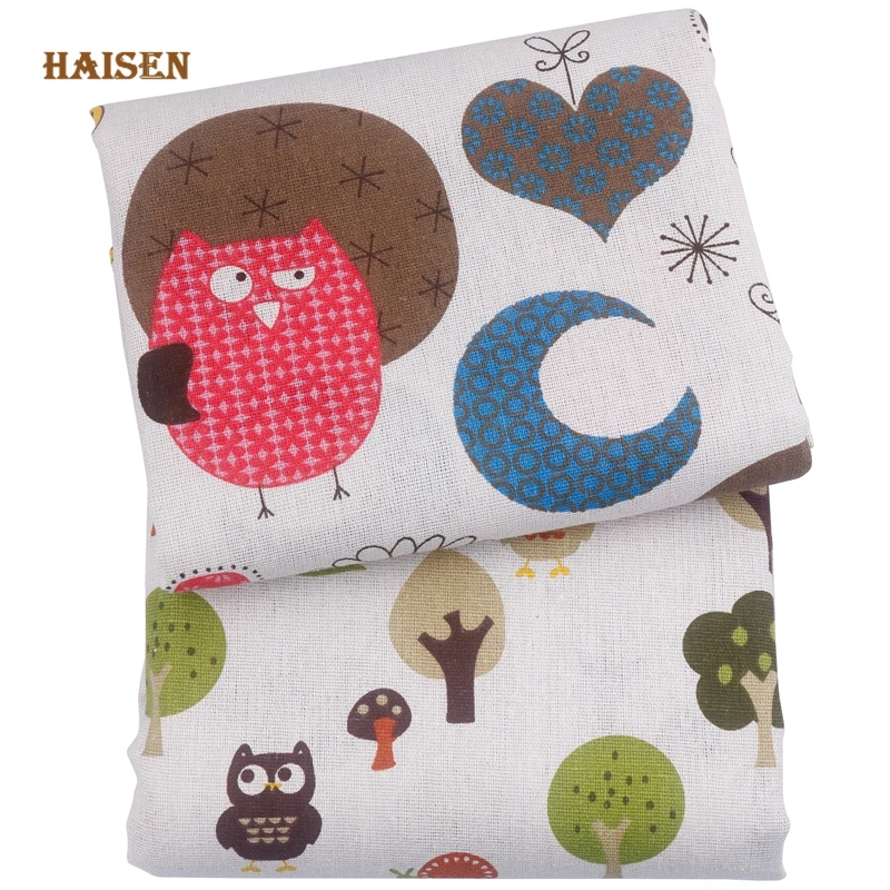 

Printed Cotton Linen Fabric Cartoon Owl Series For DIY Quilting&Sewing Sofa Tablecloth Curtain Bag Cushion Material By Meters