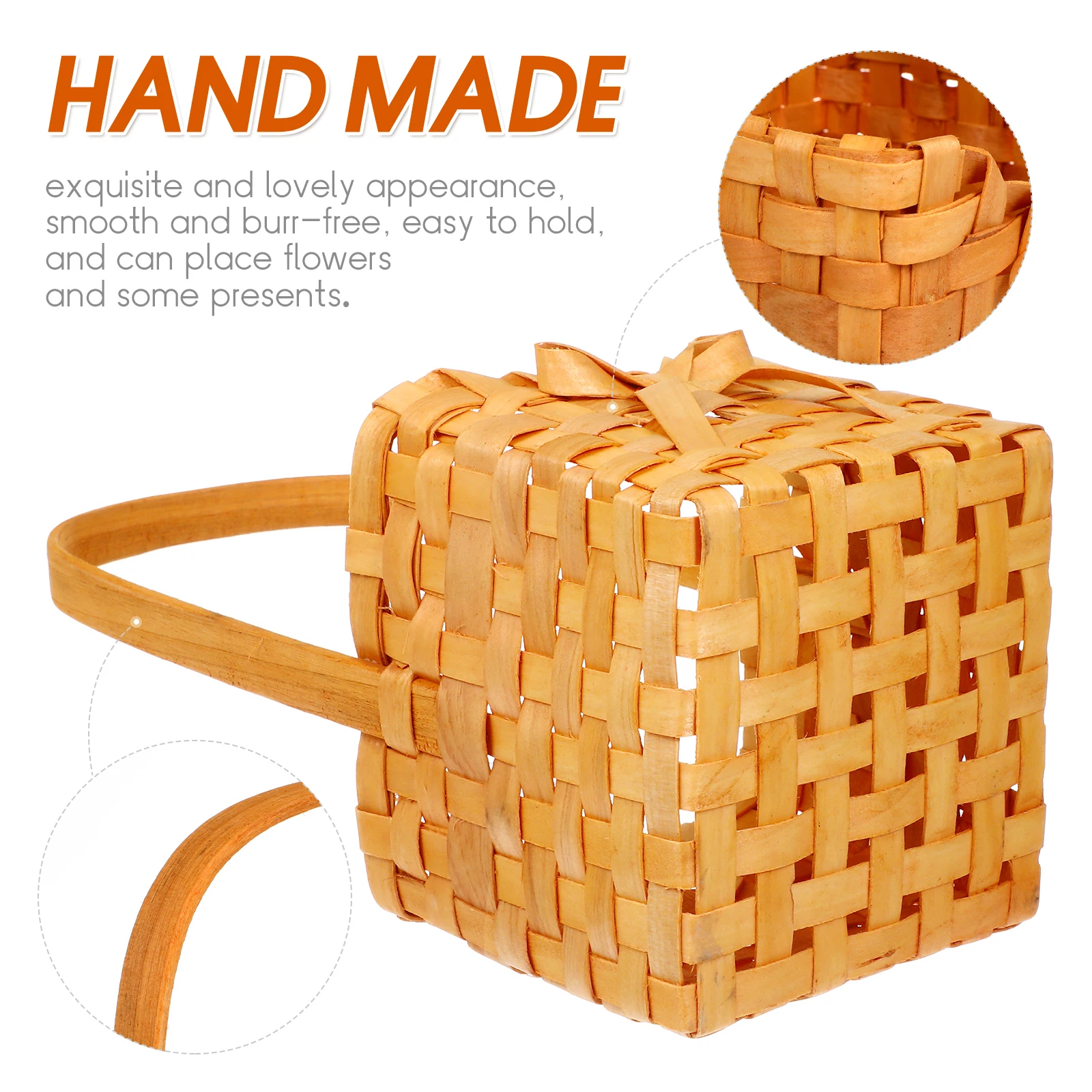 

2 pcs Mini Flower Baskets Handwoven Bamboo Storage Basket For Home Decor Kitchen Tea Party Picking Garden Craft Wicker Container