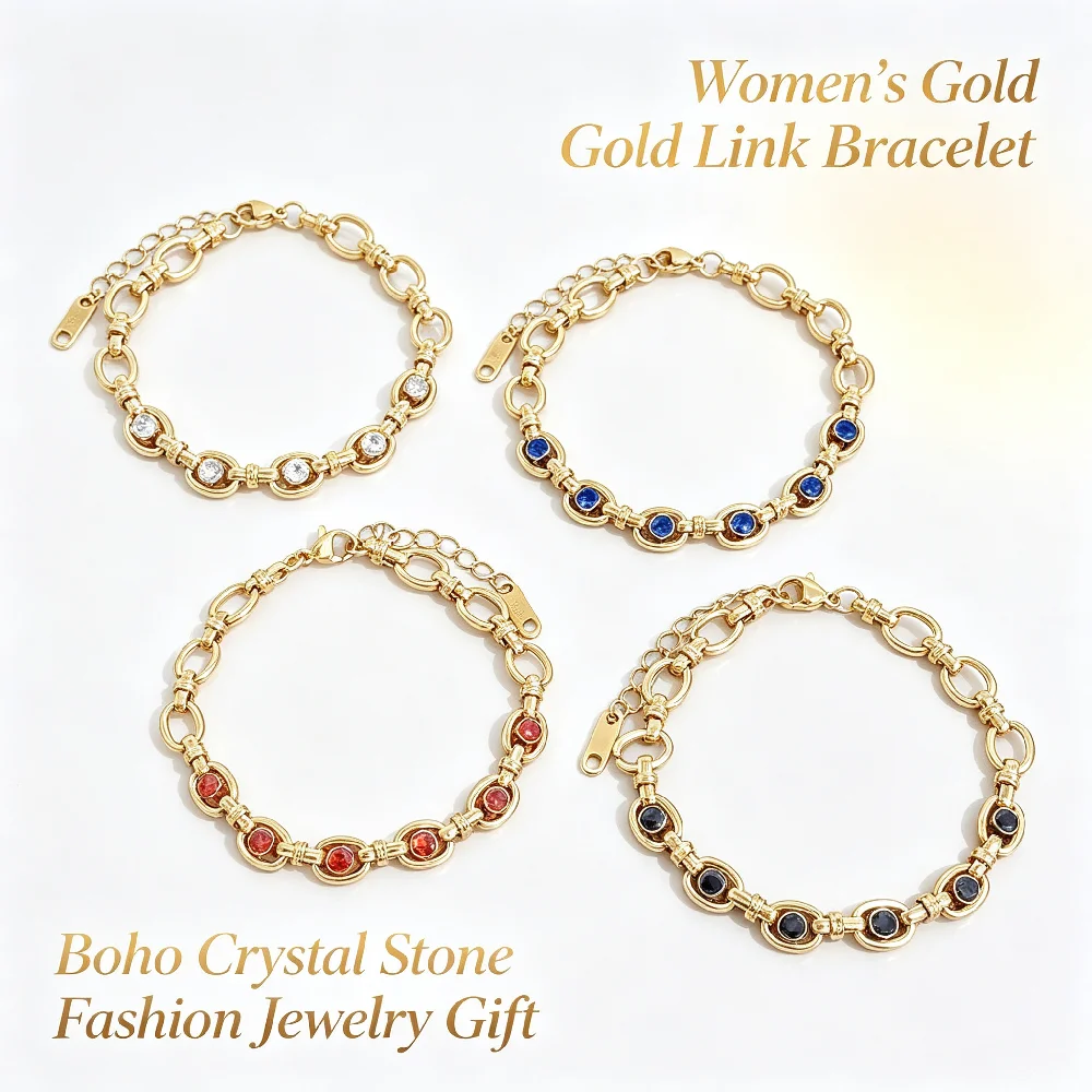 Greatera Brand Woman Luxury Stainless Steel Five Color Bracelet Dainty Glass Drill Hand Chain Party Classic Waterproof Jewelry