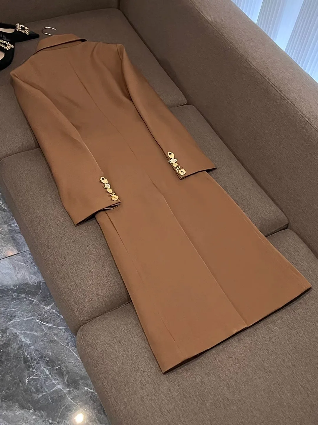 Ele Pure Color Patchwork Winter Suit Jaet for Women Faionable High-End Feeling Office Wear Long Sve Straight Cut