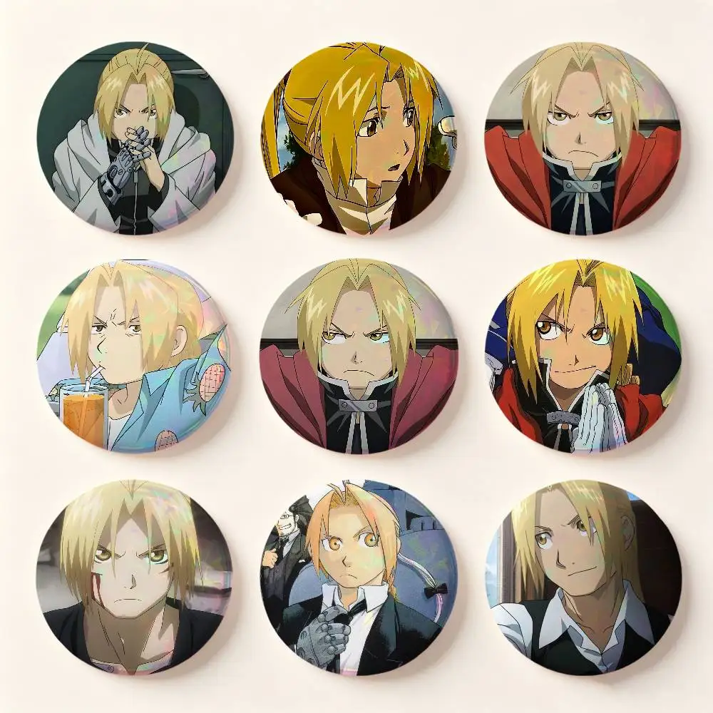 Anime E-Edward E-Elric Badges Button Round Creative Pin Brooch Badge Bag Decor Accessories Fans Collect Friends Gifts