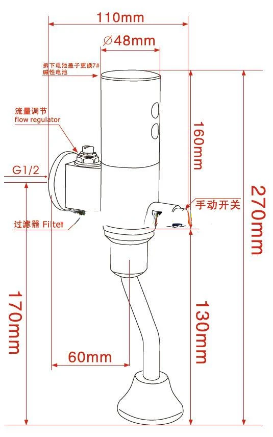 High quality recommended non-contact automatic sensor urinal flush valve