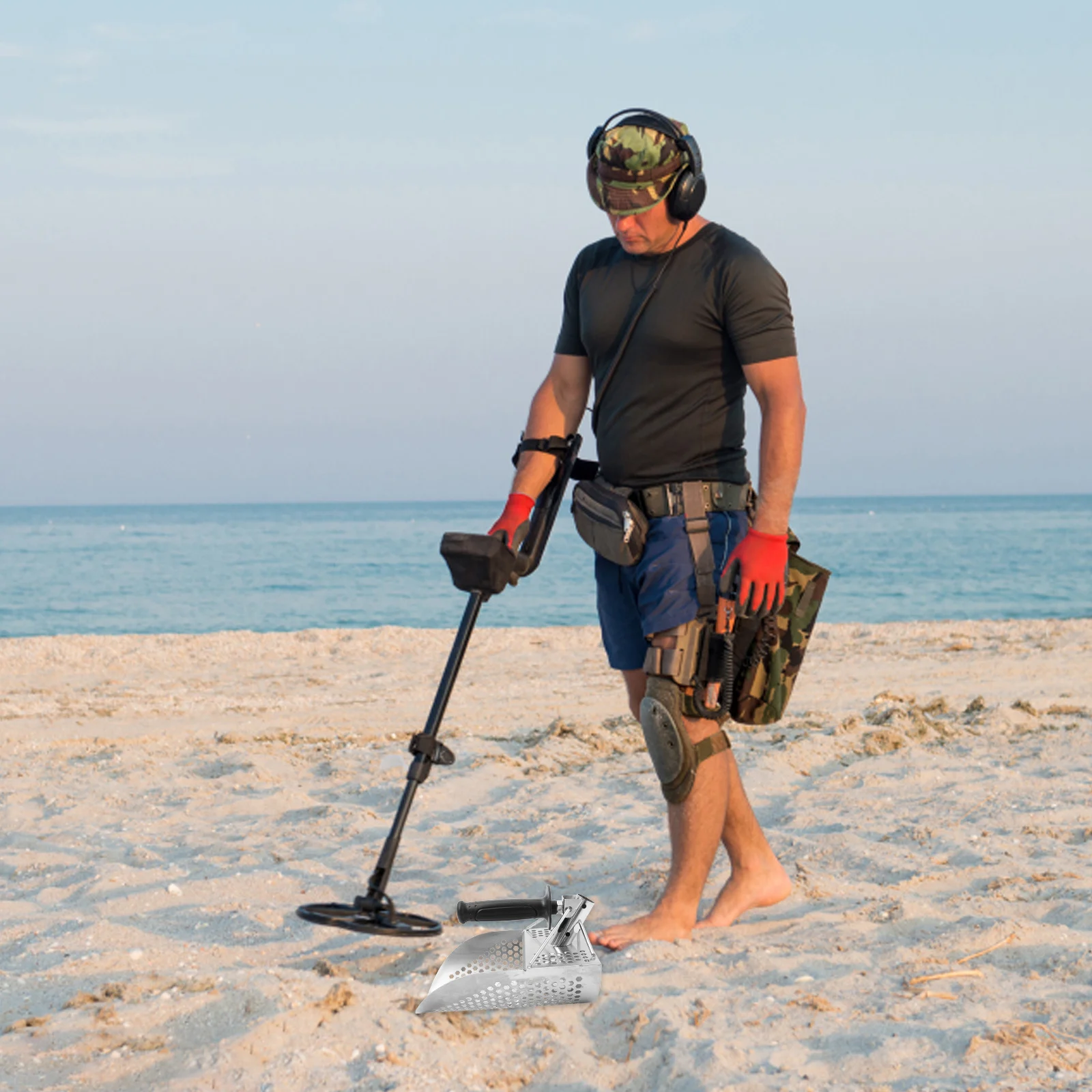 Stainless Steel Sand Scoop for Metal Detecting Durable Lightweight Design Wide Shovel Head for Various Applications